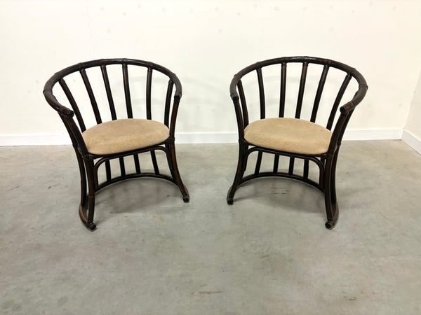 Set vintage bamboo dining chairs, 1970s