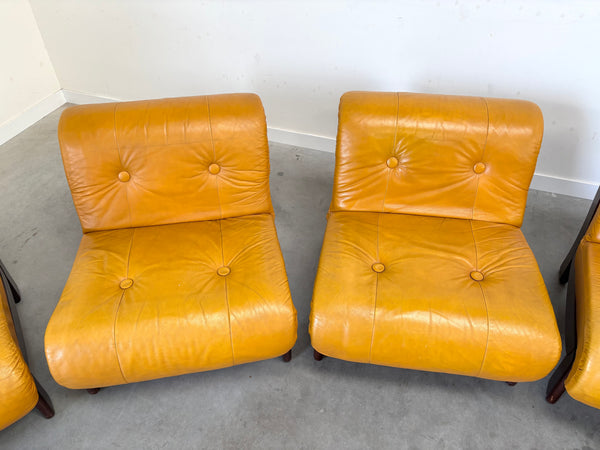 Modular leather sofa / lounge chairs, 1970s
