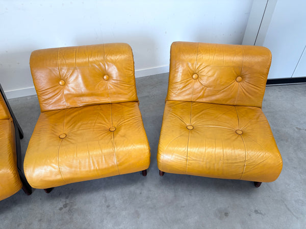 Modular leather sofa / lounge chairs, 1970s