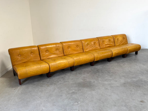 Modular leather sofa / lounge chairs, 1970s
