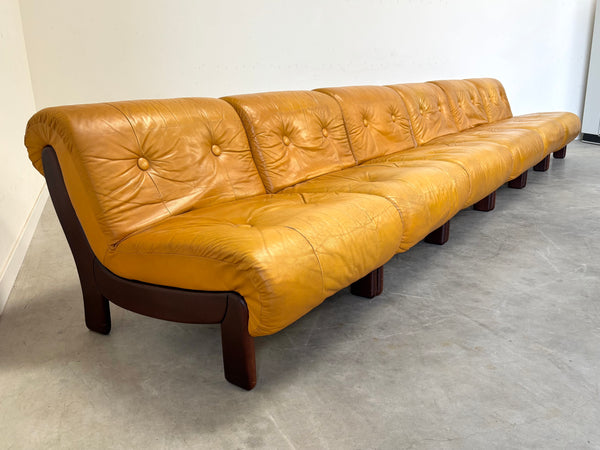 Modular leather sofa / lounge chairs, 1970s