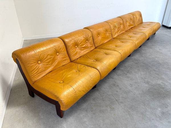 Modular leather sofa / lounge chairs, 1970s