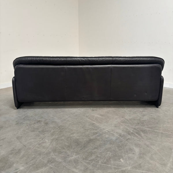 Black leather De Sede DS16 sofa, 1970s