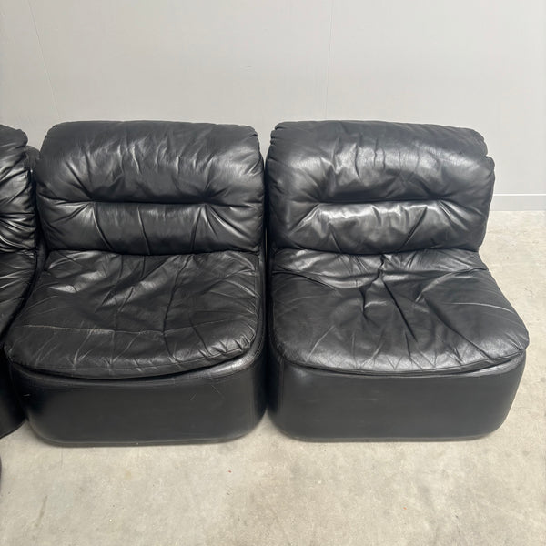 Modular black leather sofa by Walter Knoll, 1970s
