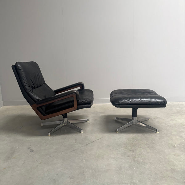 King chair with hocker by Strässle, 1960s