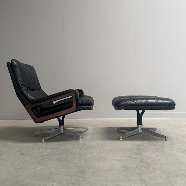 King chair with hocker by Strässle, 1960s