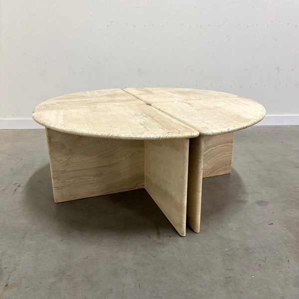 Round travertine coffee table, 1970s