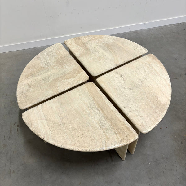 Round travertine coffee table, 1970s