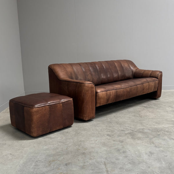 Vintage De Sede DS44 3 seat sofa with hocker, 1970s