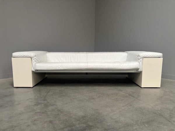 White leather Knoll Brigadier sofa, 1980s