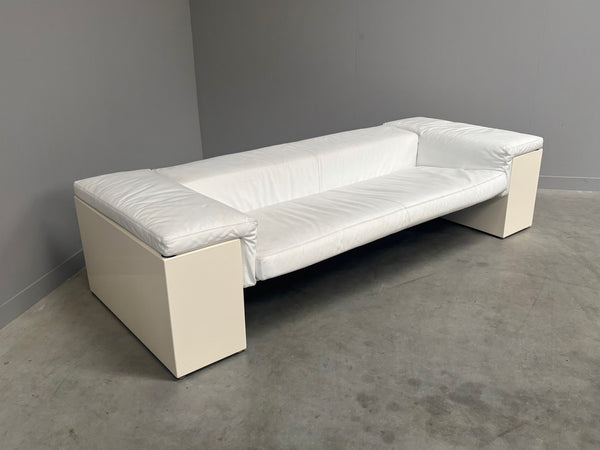 White leather Knoll Brigadier sofa, 1980s