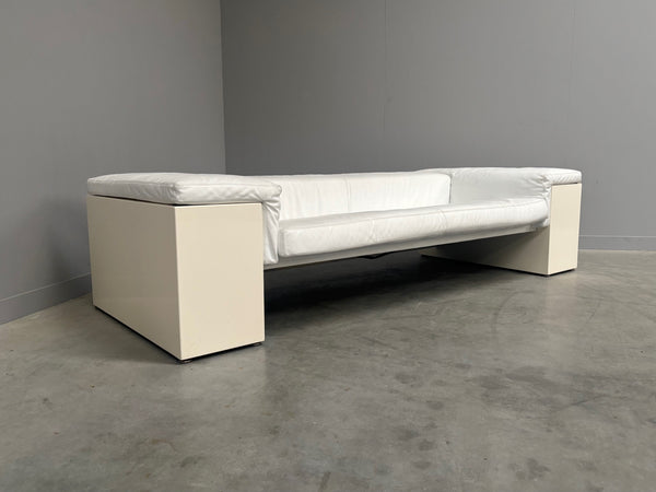 White leather Knoll Brigadier sofa, 1980s