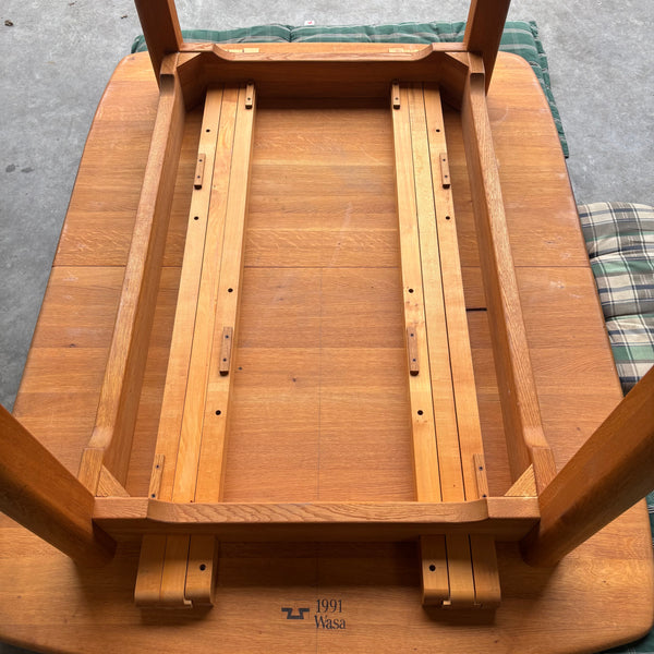 Large solid oak dining table by Wasa, 1990s