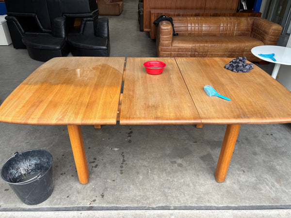 Large solid oak dining table by Wasa, 1990s