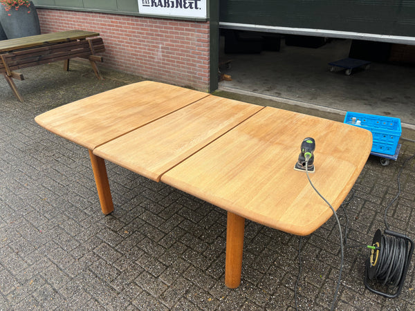 Large solid oak dining table by Wasa, 1990s