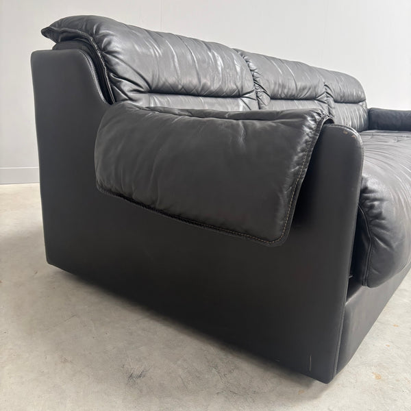 Black leather 3 seat sofa by Dreipunkt, 1970s