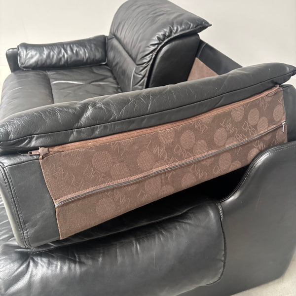 Black leather 2 seat sofa by Dreipunkt, 1970s