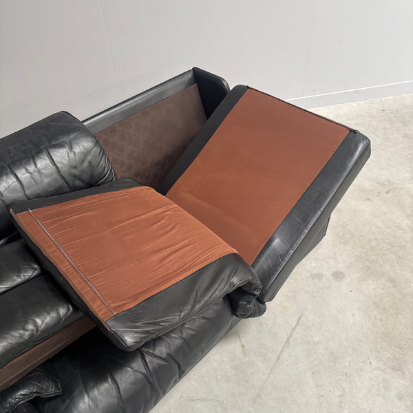 Black leather 2 seat sofa by Dreipunkt, 1970s