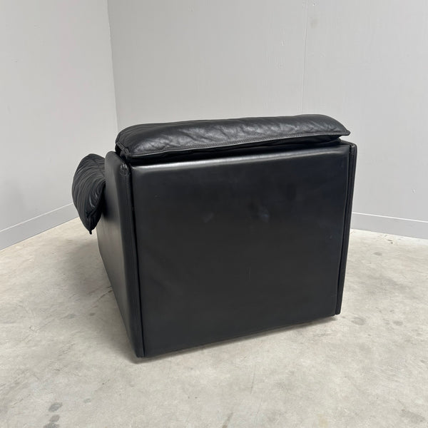 Black leather lounge chair by Dreipunkt, 1970s