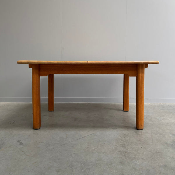 Large solid oak dining table by Wasa, 1990s