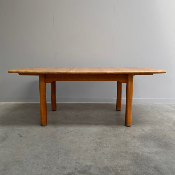 Large solid oak dining table by Wasa, 1990s
