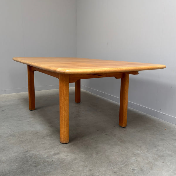 Large solid oak dining table by Wasa, 1990s