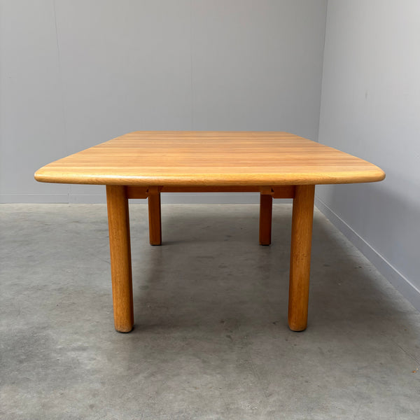 Large solid oak dining table by Wasa, 1990s