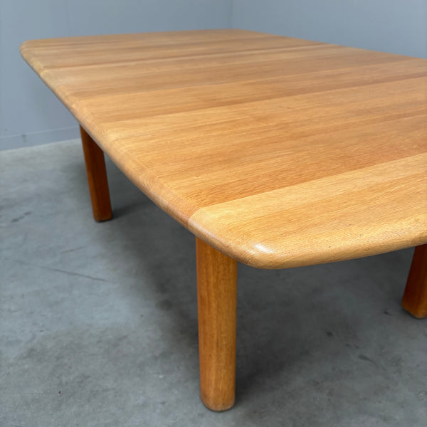 Large solid oak dining table by Wasa, 1990s