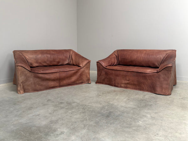Vintage leather 2 seat sofa, 1970s
