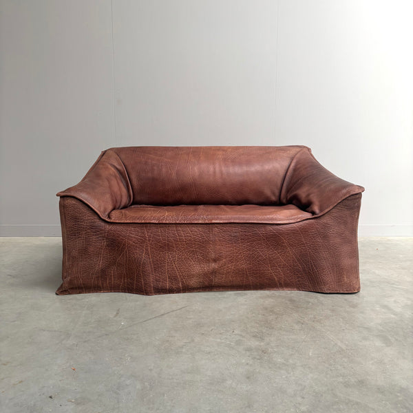 Vintage leather 2 seat sofa, 1970s