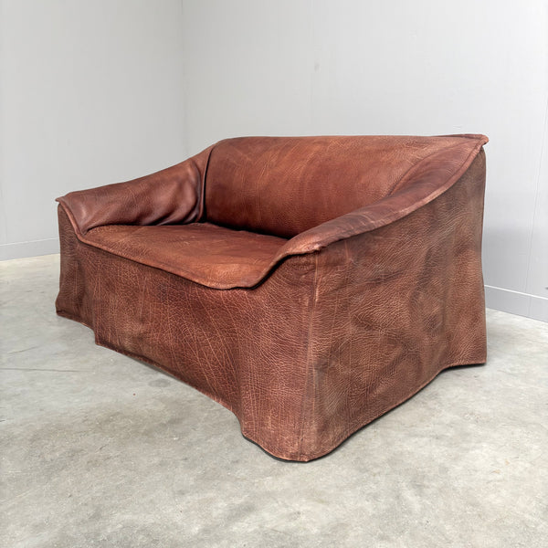 Vintage leather 2 seat sofa, 1970s