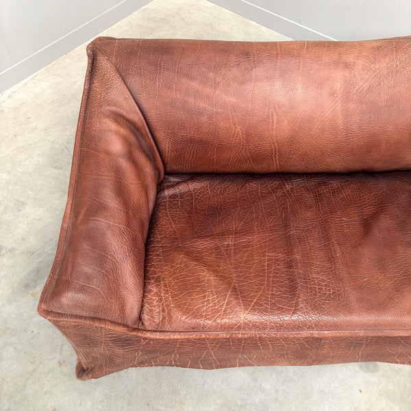 Vintage leather 2 seat sofa, 1970s