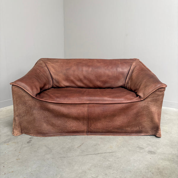Vintage leather 2 seat sofa, 1970s