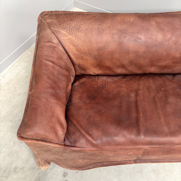 Vintage leather 2 seat sofa, 1970s