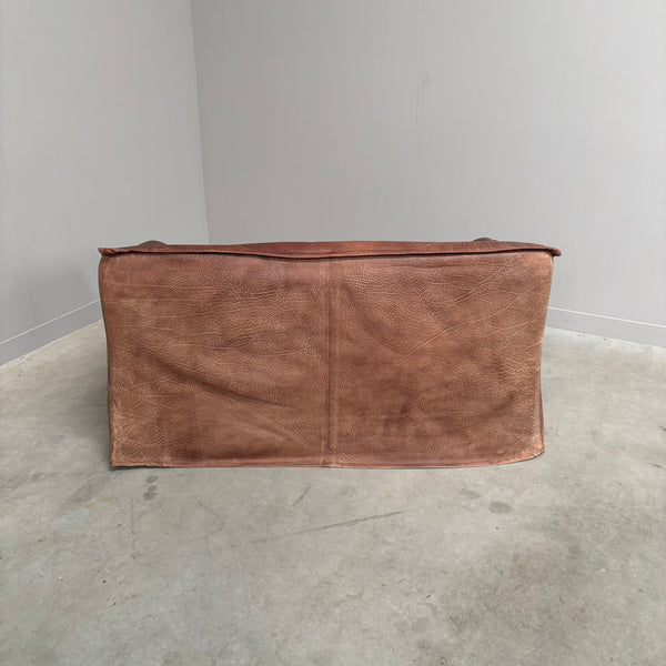 Vintage leather 2 seat sofa, 1970s