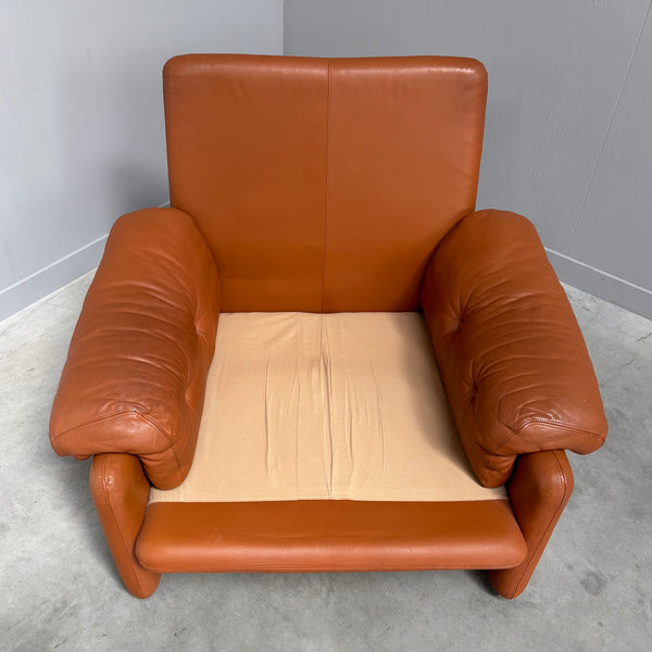 Cognac leather Coronado lounge chair by B&B Italia, Italy 1960s