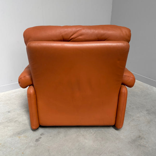 Cognac leather Coronado lounge chair by B&B Italia, Italy 1960s