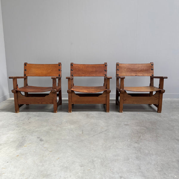 Set brutalist Spanish armchairs, 1960s
