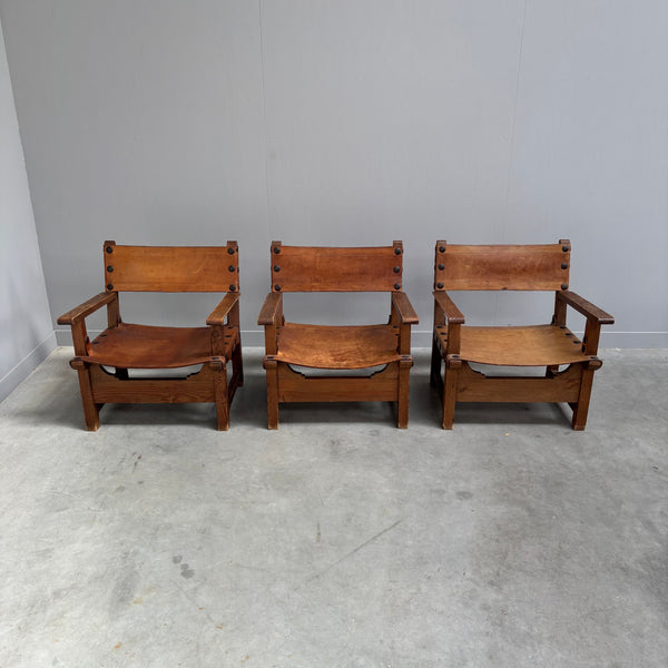 Set brutalist Spanish armchairs, 1960s