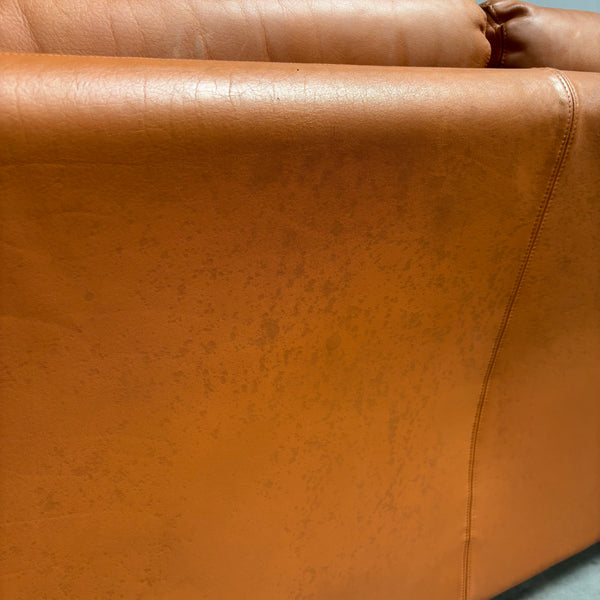 Cognac leather Coronado 2 seat sofa by B&B Italia, Italy 1960s