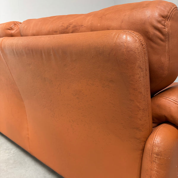 Cognac leather Coronado 2 seat sofa by B&B Italia, Italy 1960s