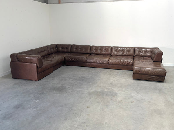 XXL vintage leather modular lounge sofa, 1970s