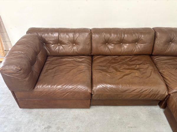 XXL vintage leather modular lounge sofa, 1970s