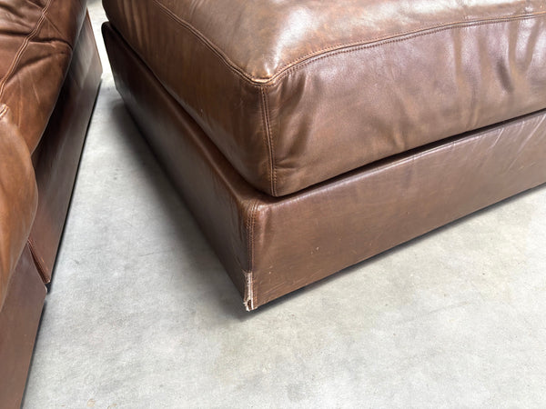 XXL vintage leather modular lounge sofa, 1970s