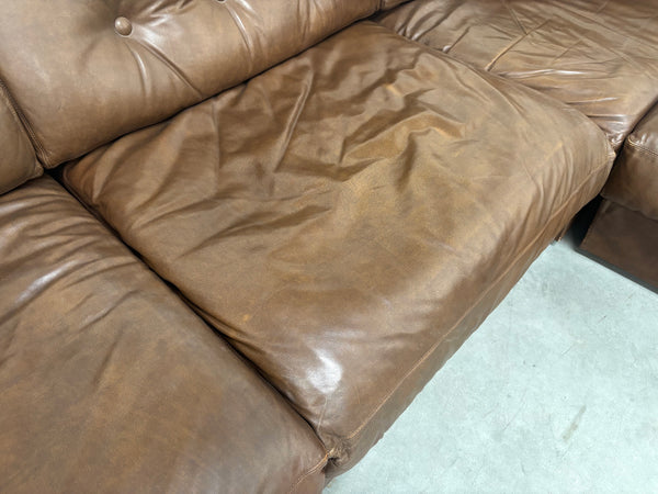 XXL vintage leather modular lounge sofa, 1970s