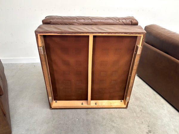 XXL vintage leather modular lounge sofa, 1970s