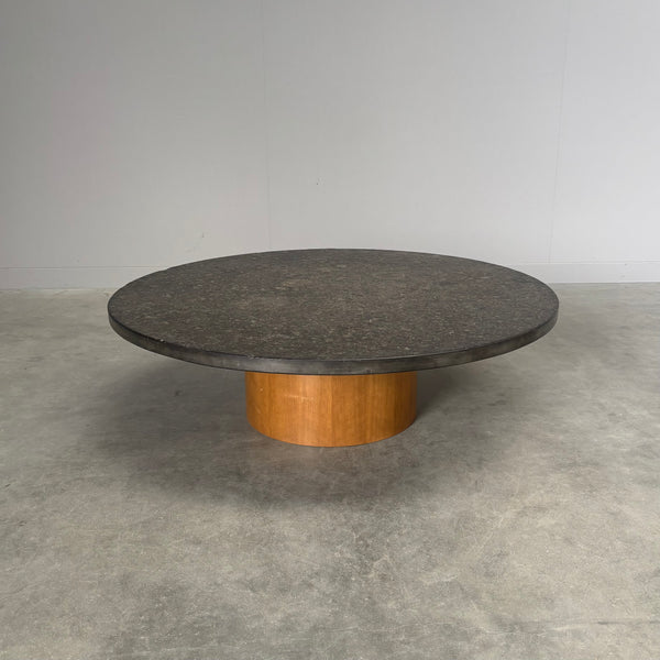 Round slate stone coffee table, 1970s