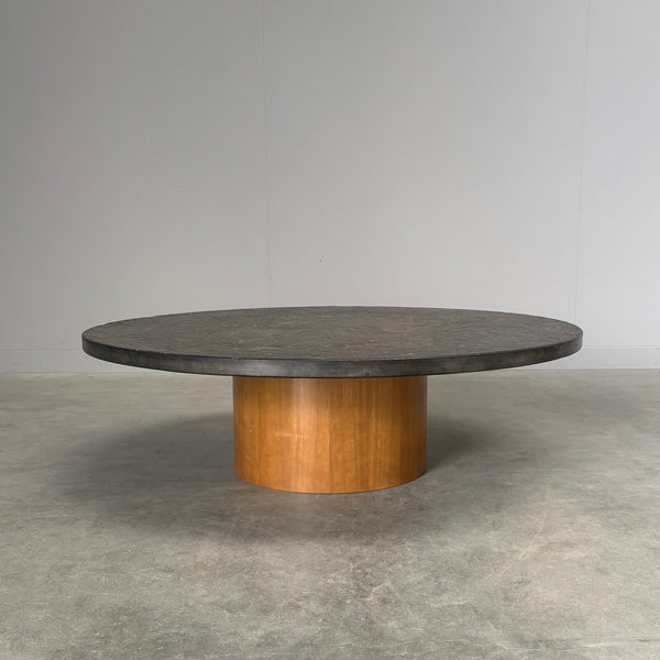 Round slate stone coffee table, 1970s