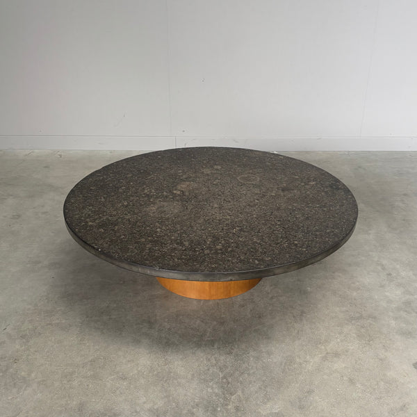 Round slate stone coffee table, 1970s