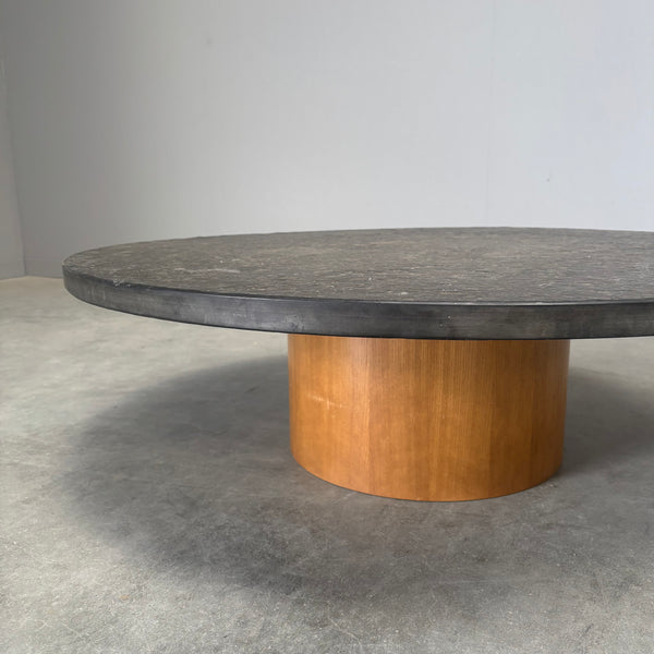 Round slate stone coffee table, 1970s